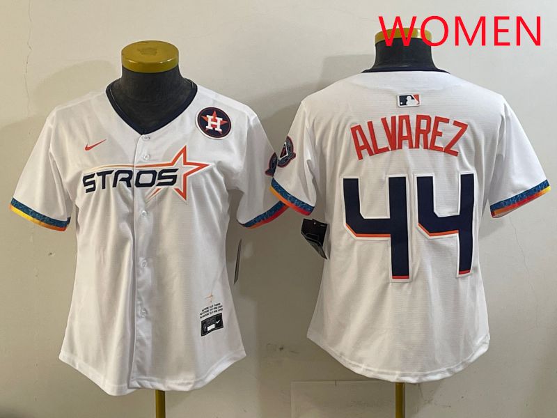 Women Houston Astros 44 Alvarez White Fourth generation Joint Name 2025 Nike MLB Jersey style 9